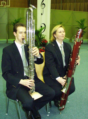 Leblanc Model 340 'Paperclip' BBb Contrabass Clarinet and Amati Contrabassoon being played